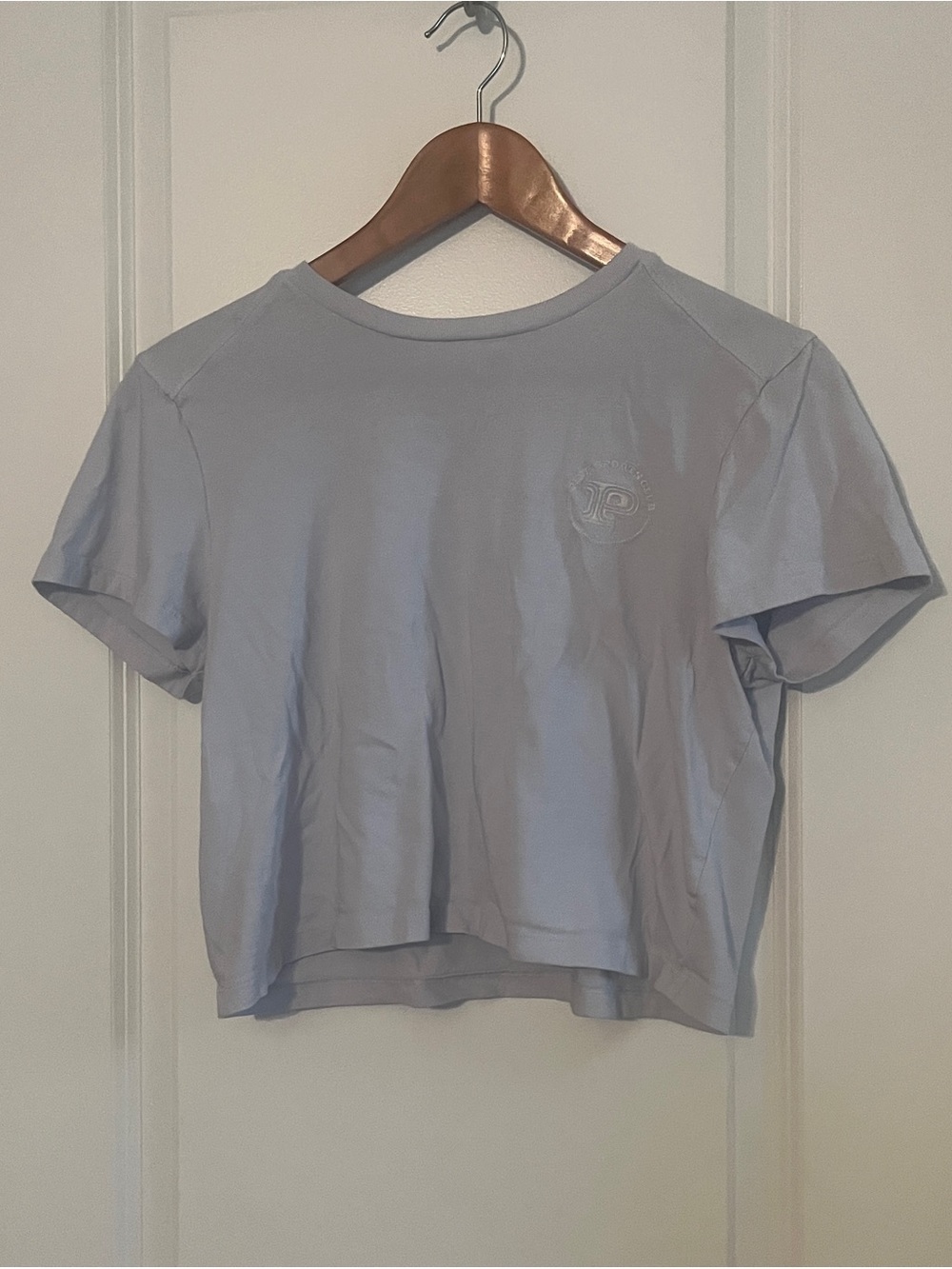 PINK Victoria's Secret Light Blue Cropped Crew Tee